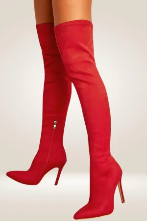 High Heel Red Over The Knee Boots