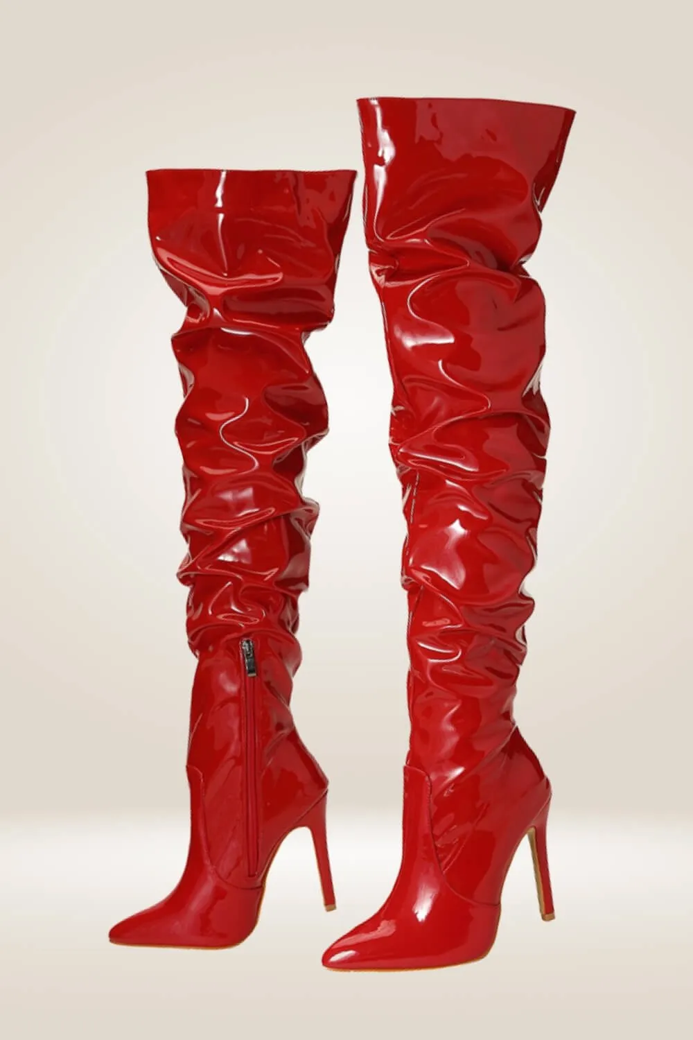 High Heels Red Over The Knee Boots