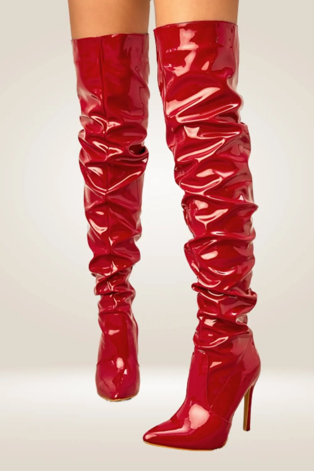 High Heels Red Over The Knee Boots