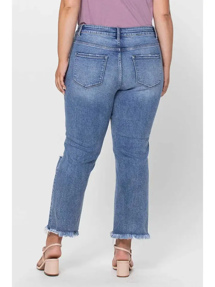 High Rise Crop Slim Straight Jeans