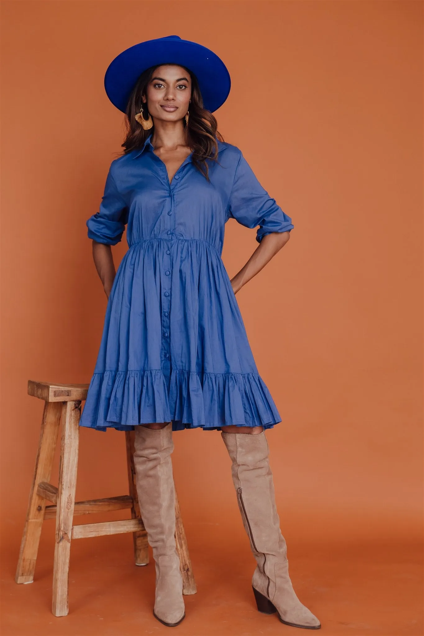 Iliana Short Shirt Dress Galactic Blue