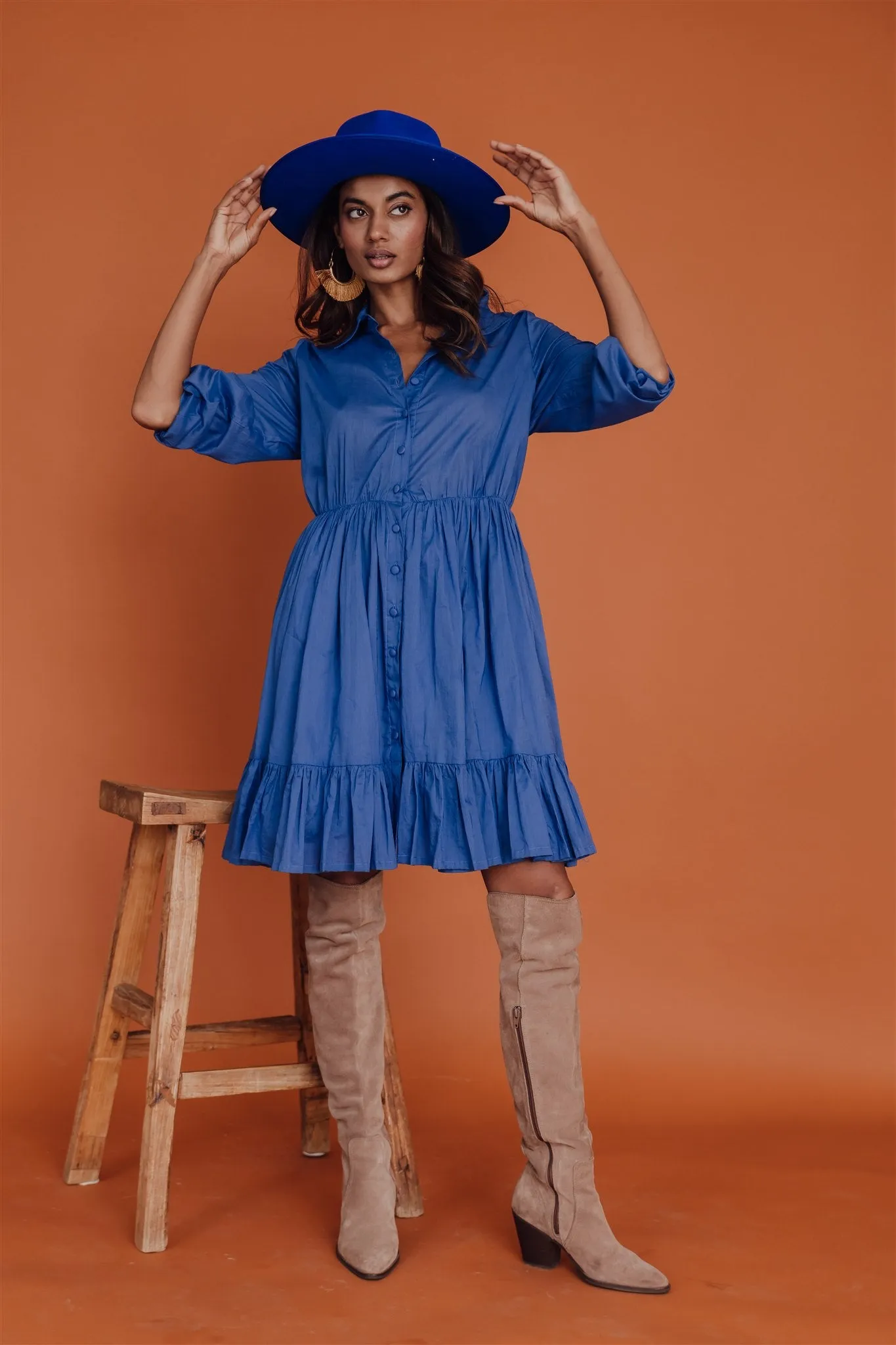 Iliana Short Shirt Dress Galactic Blue