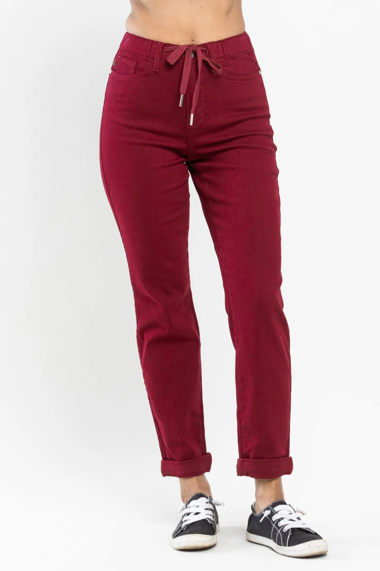 Judy Blue || Carly High Waist Scarlet Double Roll Cuff Jogger Jean