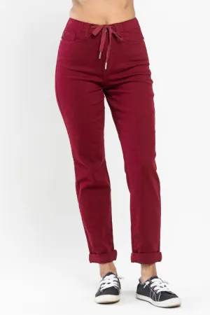 Judy Blue || Carly High Waist Scarlet Double Roll Cuff Jogger Jean