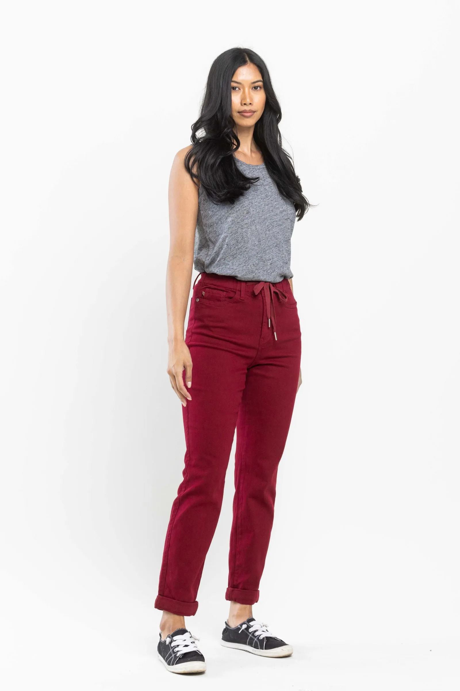 Judy Blue || Carly High Waist Scarlet Double Roll Cuff Jogger Jean
