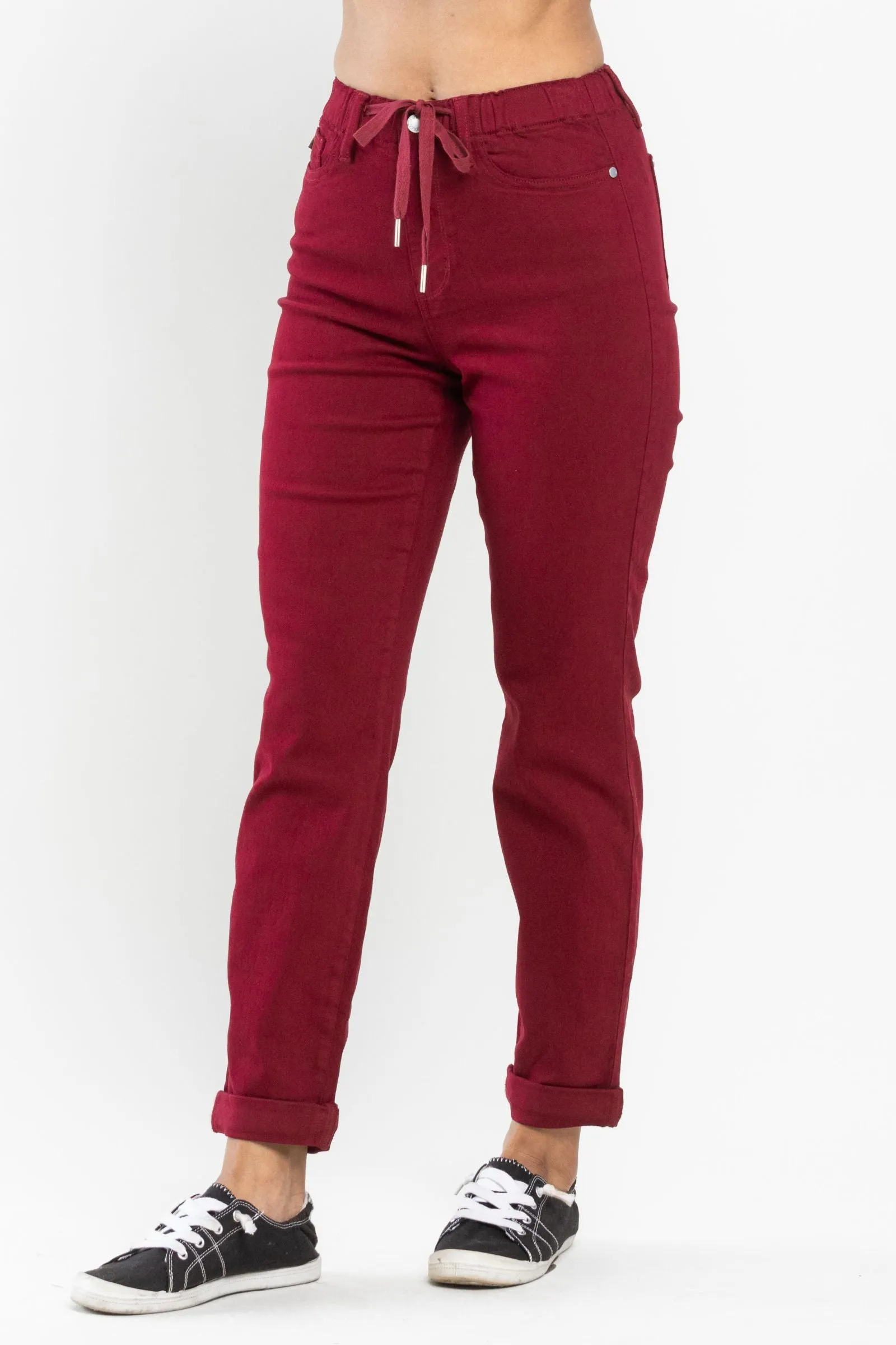Judy Blue || Carly High Waist Scarlet Double Roll Cuff Jogger Jean