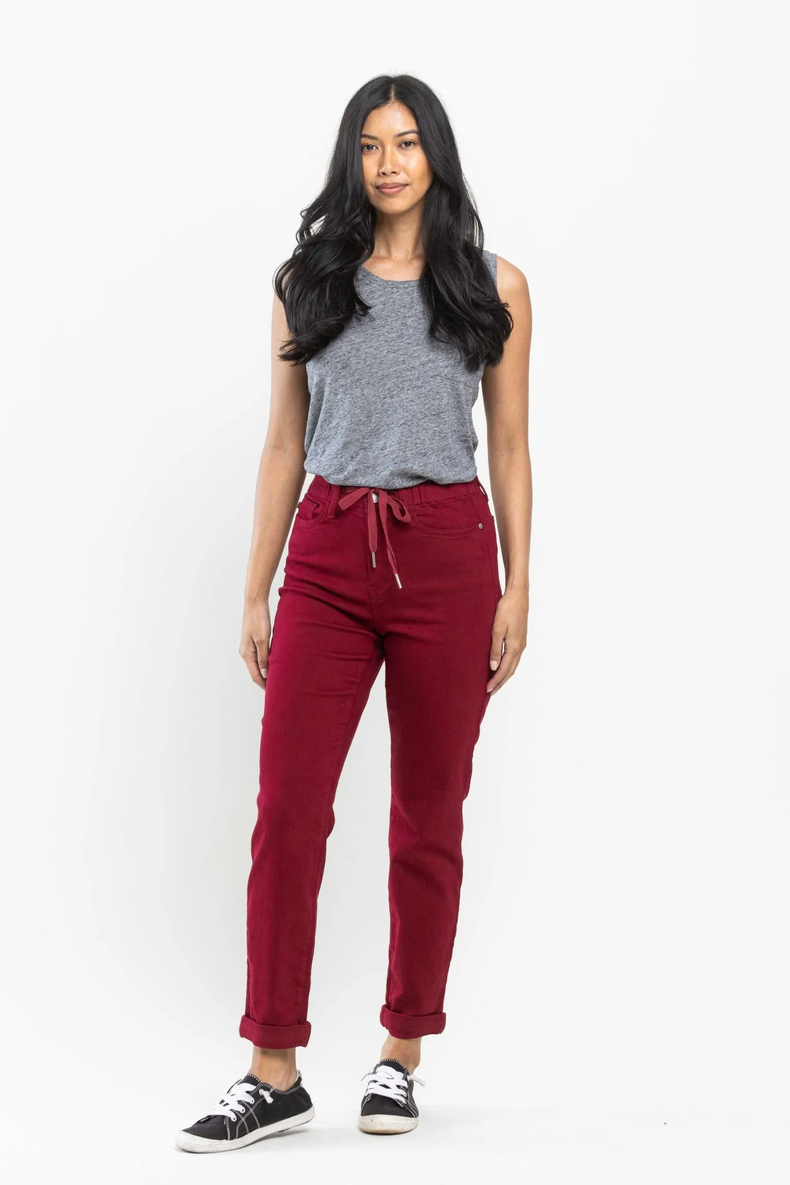 Judy Blue || Carly High Waist Scarlet Double Roll Cuff Jogger Jean