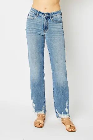 Judy Blue Straight Leg Jean with Distressed Hem