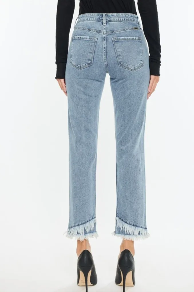 Kancan Raw Hem High Rise Straight Jeans