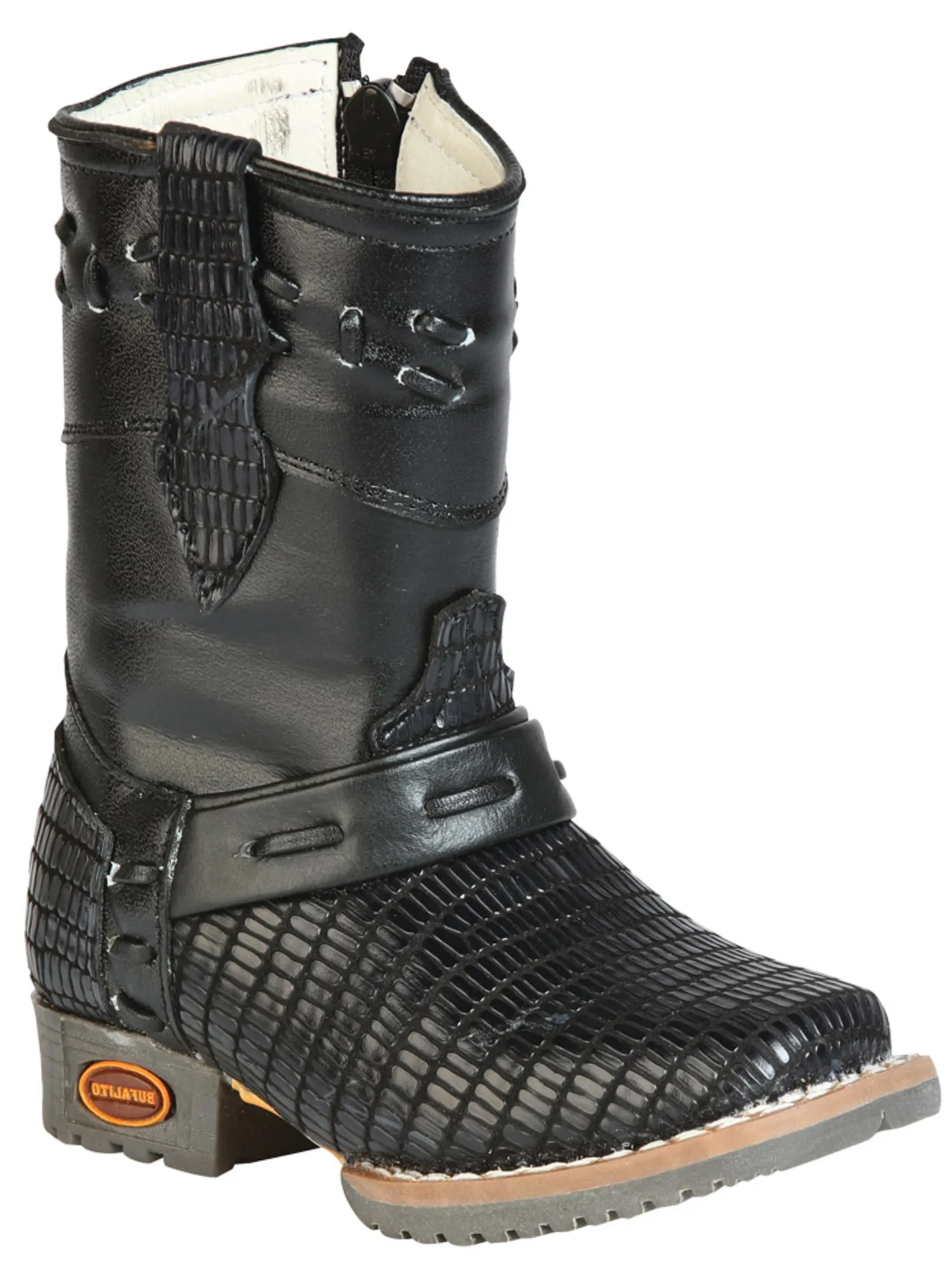 Kids - Botas Vaqueras de Arnes Imitacion de Lizard Grabado en Piel Vacuno para Bebes 'Jar Boots' - ID: 126578