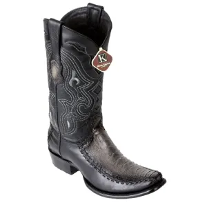 King Exotic Boots #479F0538 Men's | Men's Ostrich Leg Toe Boots Handcrafted Color Faded Gray
