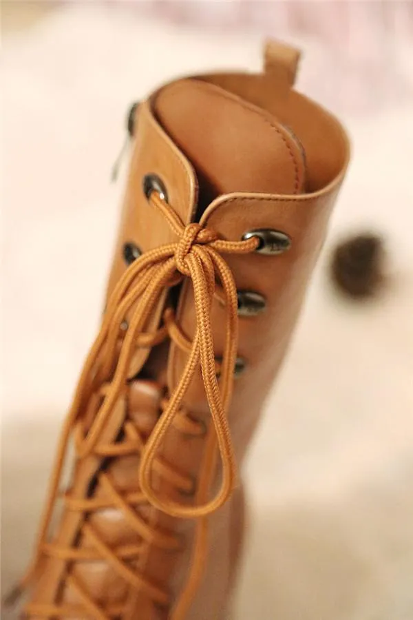 Lace-Up Knee Boots