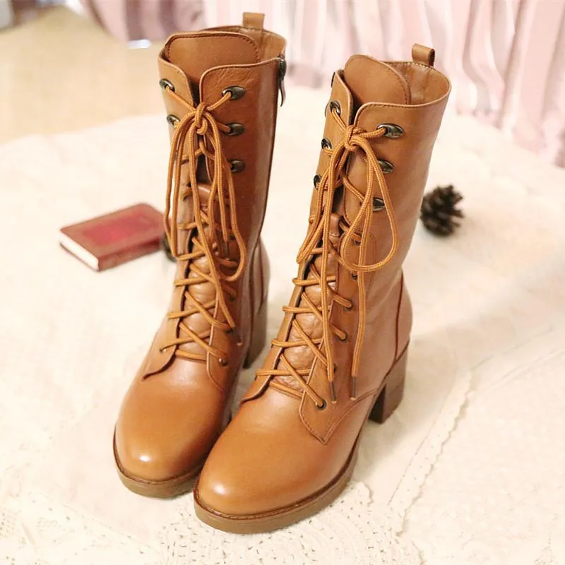 Lace-Up Knee Boots