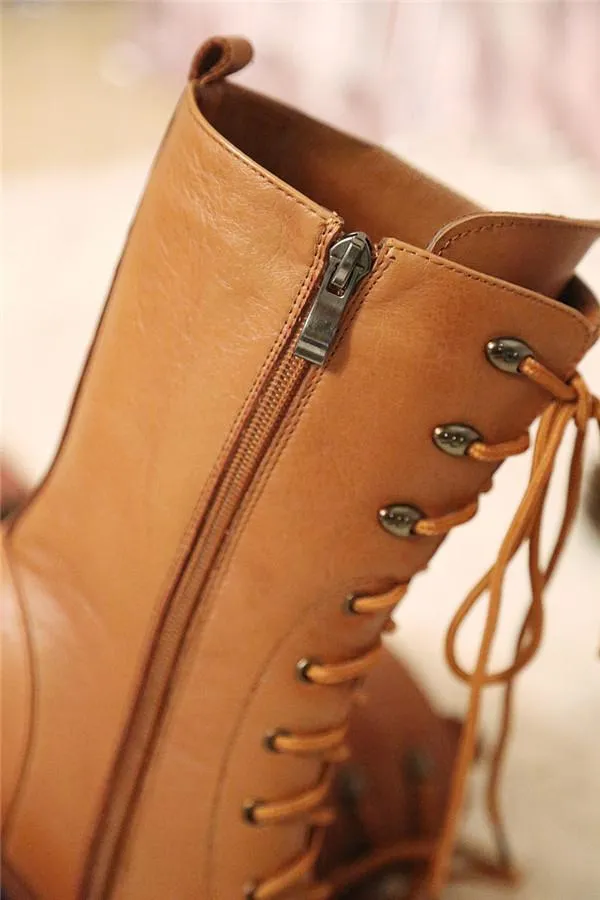 Lace-Up Knee Boots