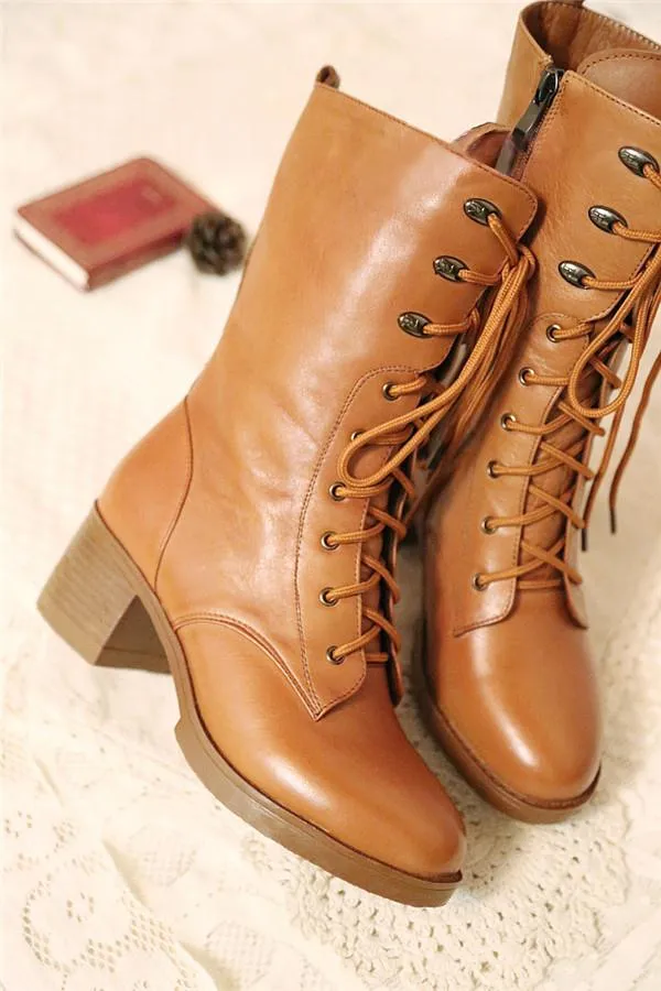 Lace-Up Knee Boots