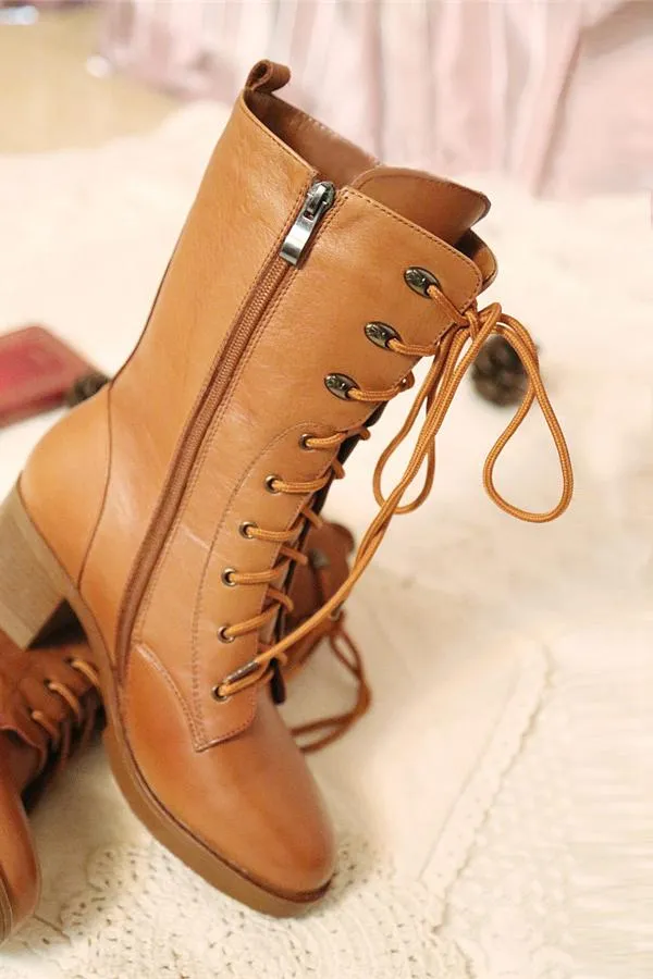 Lace-Up Knee Boots
