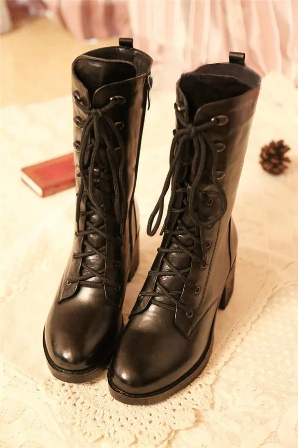 Lace-Up Knee Boots