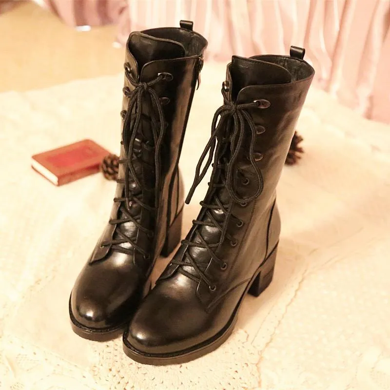 Lace-Up Knee Boots