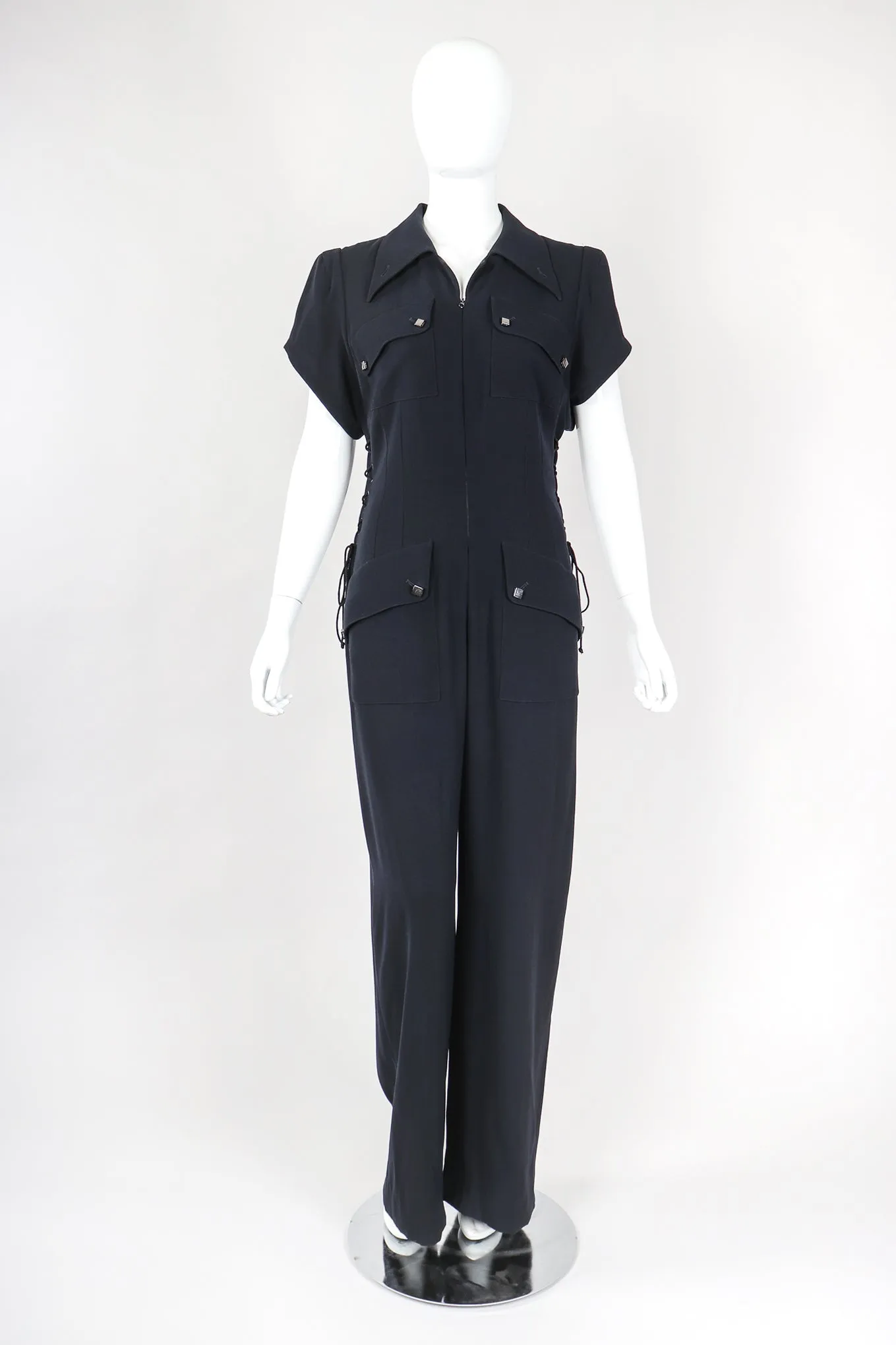 Lace-Up Utility Jumpsuit
