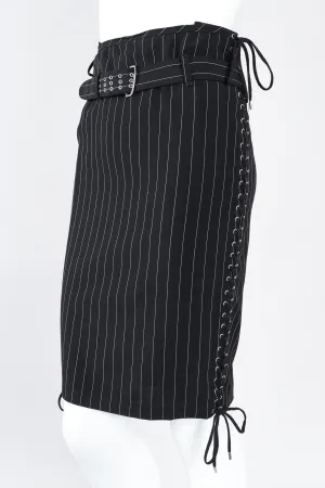 Laced Pinstripe Pencil Skirt