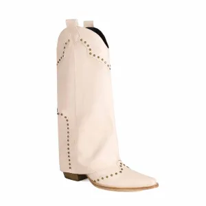 Lady Boots With Turn-Up And Metal rivet