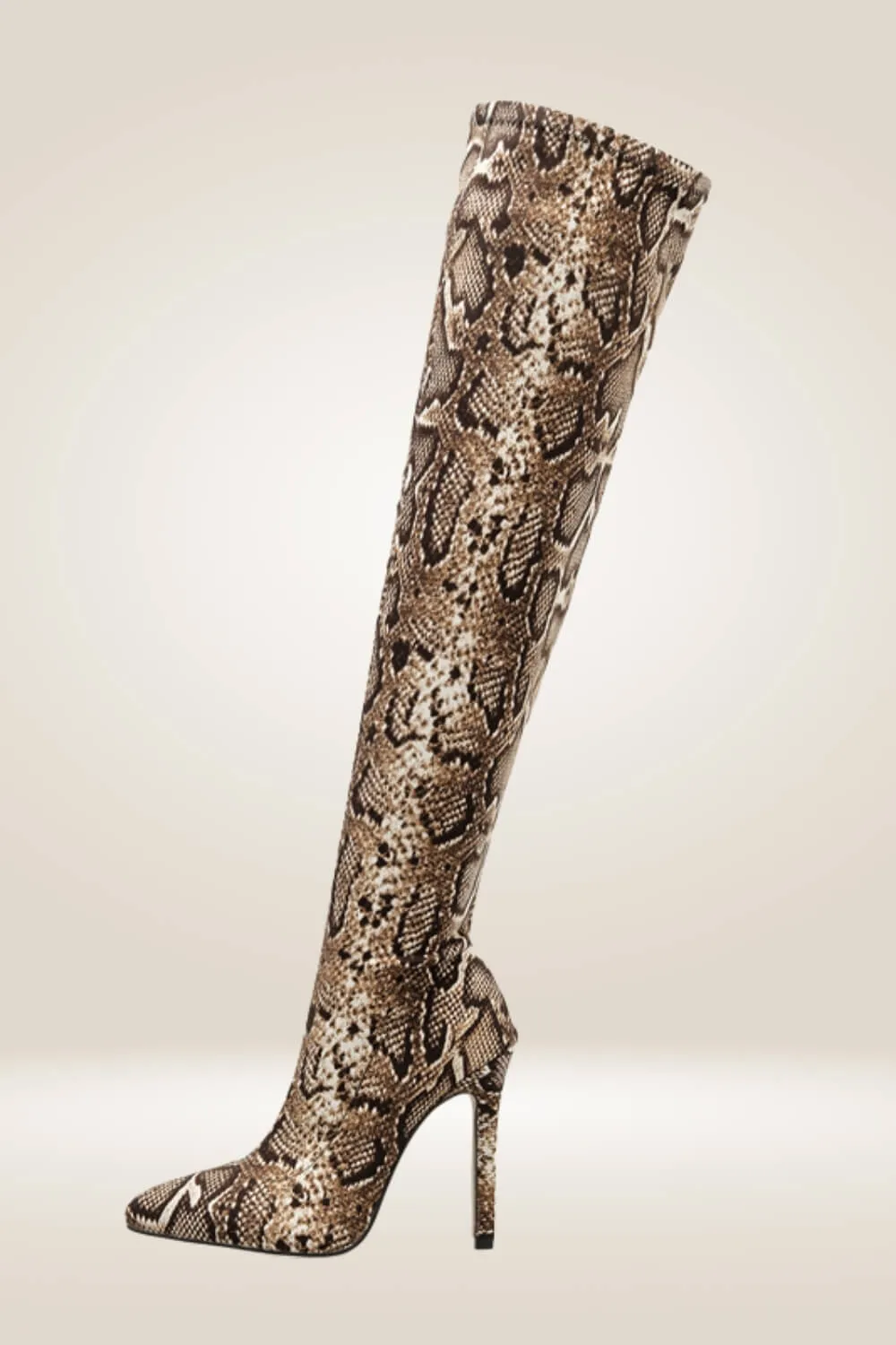 Leopard Over The Knee High Heel Boots