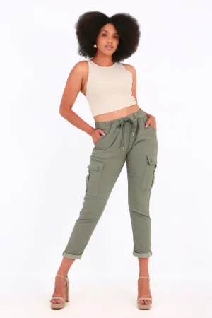 Made in Italy Magic Pants- Green Cargo