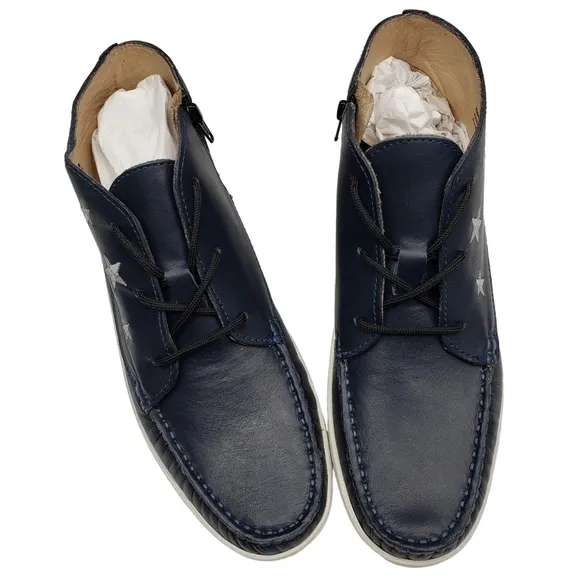 Marc Joseph | NIB Houston Bootie Navy Napa Leather Lace Up Boots Boy's 5.5