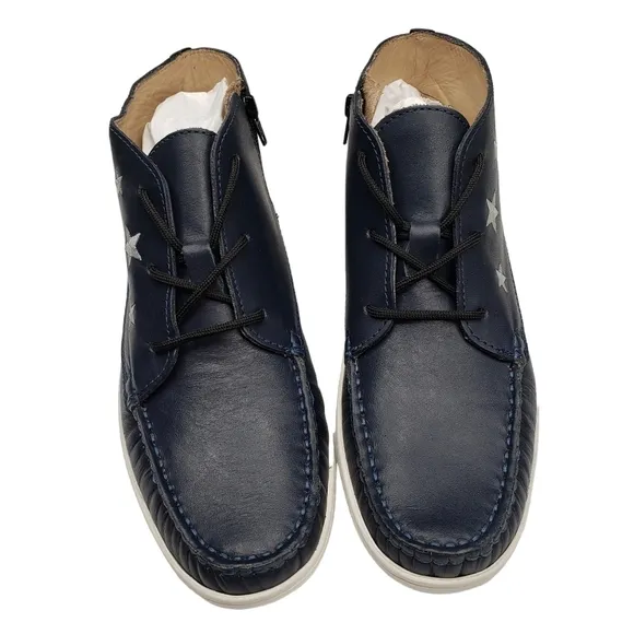 Marc Joseph | NIB Houston Bootie Navy Napa Leather Lace Up Boots Boy's 5.5