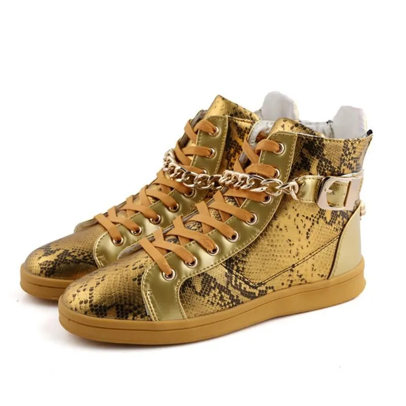 Men's Faux Snake Skin Chain Boots In 3 Colors!