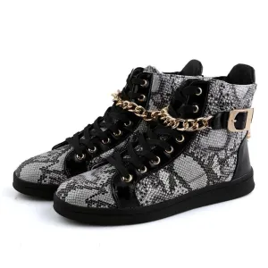 Men's Faux Snake Skin Chain Boots In 3 Colors!