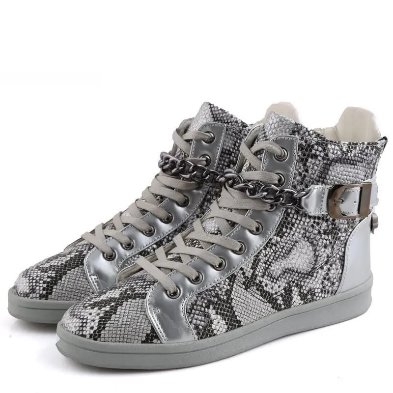 Men's Faux Snake Skin Chain Boots In 3 Colors!