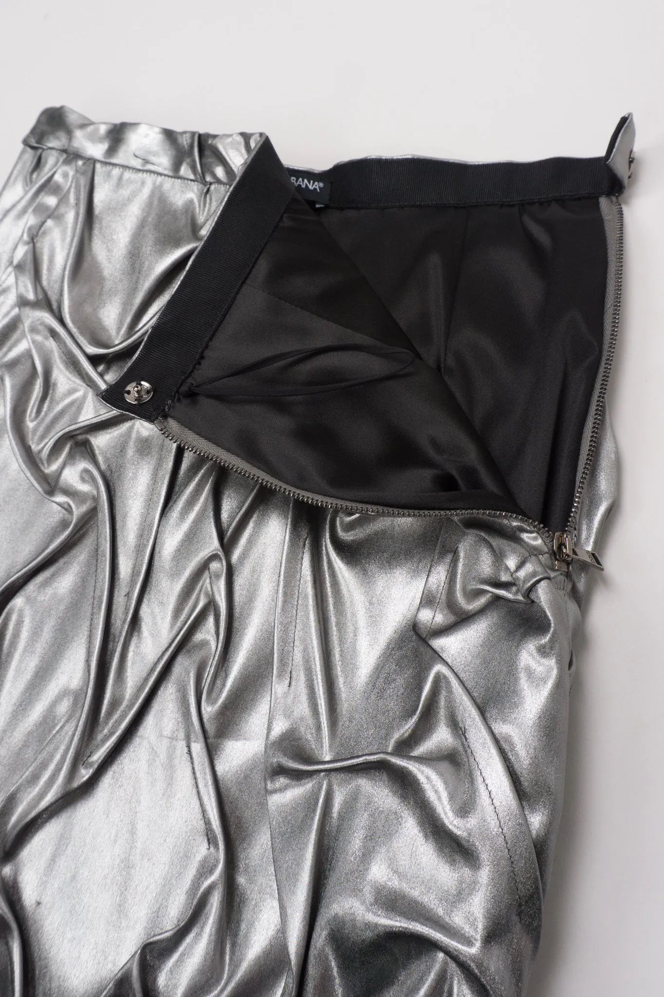Metallic Pintuck Crinkle Skirt