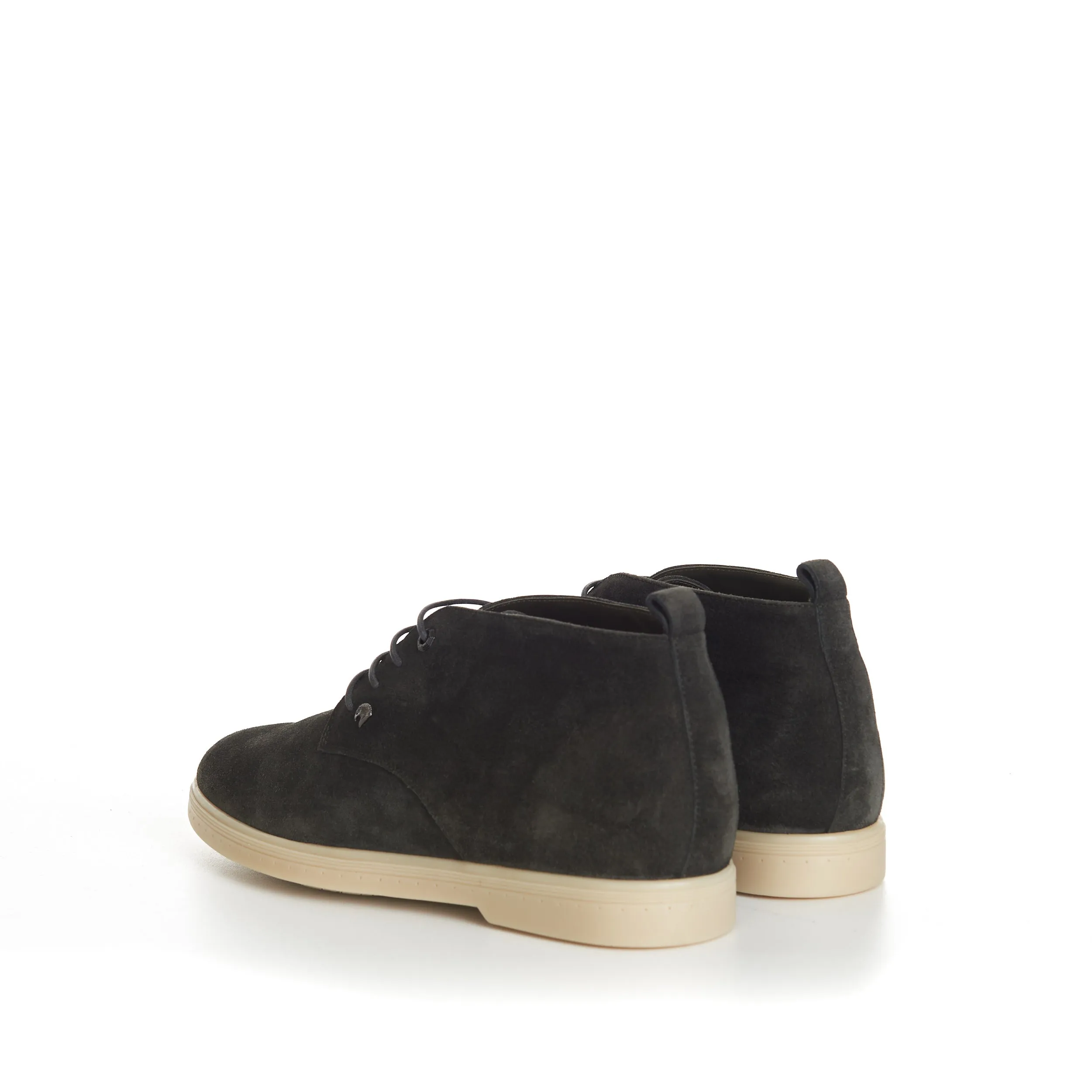 Military Green Suede Lace Up Chukka Boots With Rubber Soles
