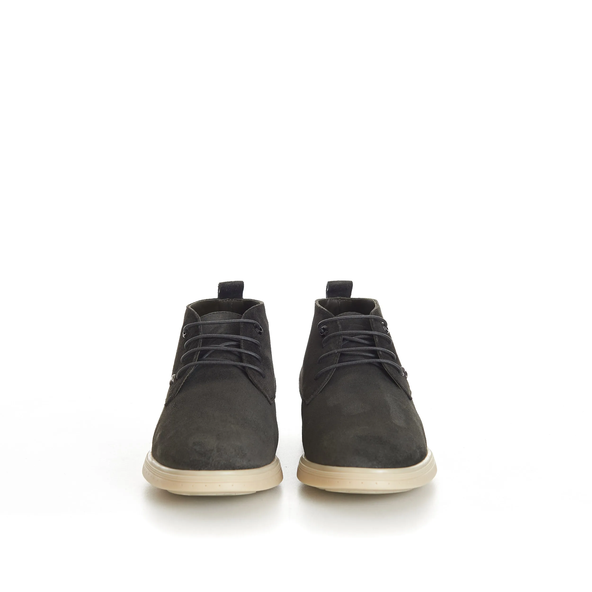 Military Green Suede Lace Up Chukka Boots With Rubber Soles