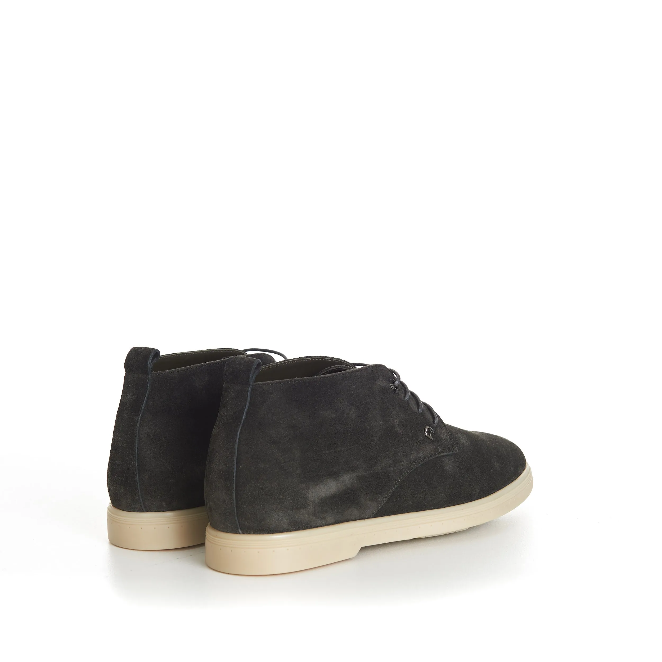 Military Green Suede Lace Up Chukka Boots With Rubber Soles