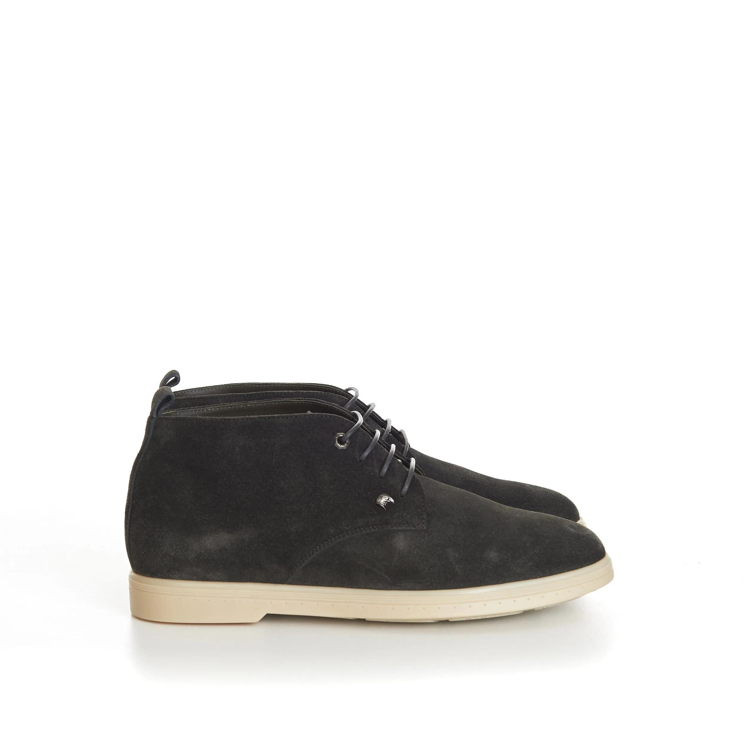 Military Green Suede Lace Up Chukka Boots With Rubber Soles