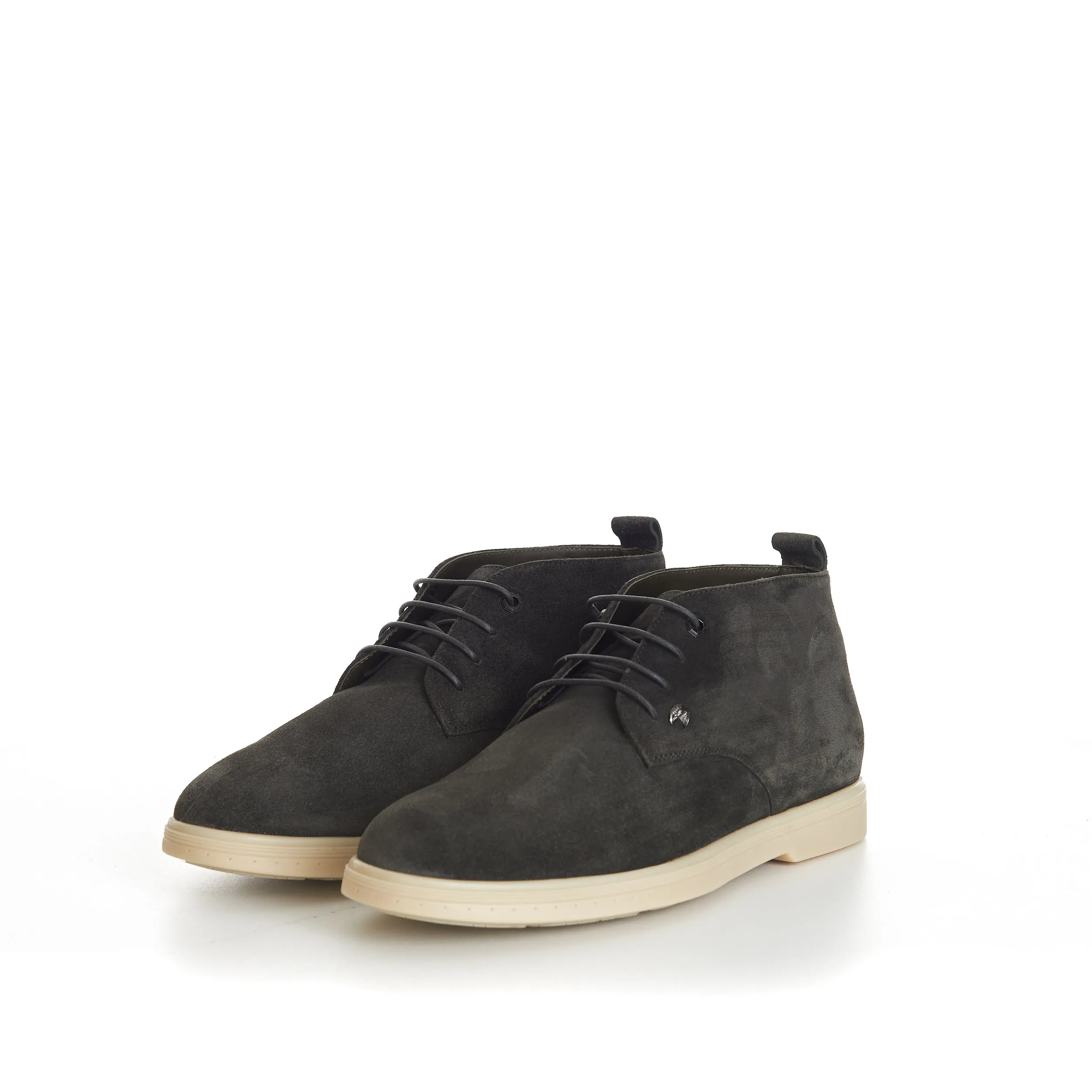 Military Green Suede Lace Up Chukka Boots With Rubber Soles