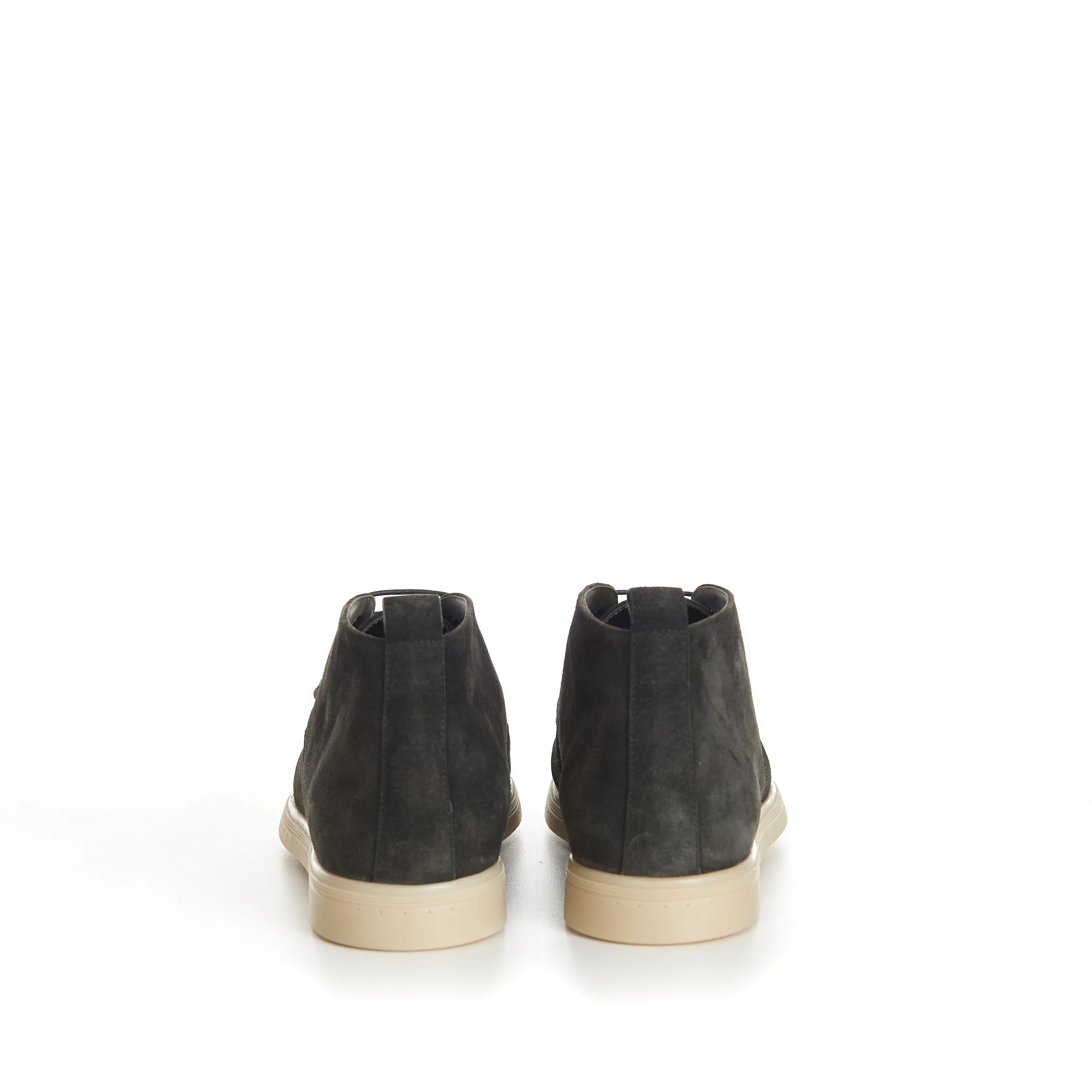 Military Green Suede Lace Up Chukka Boots With Rubber Soles