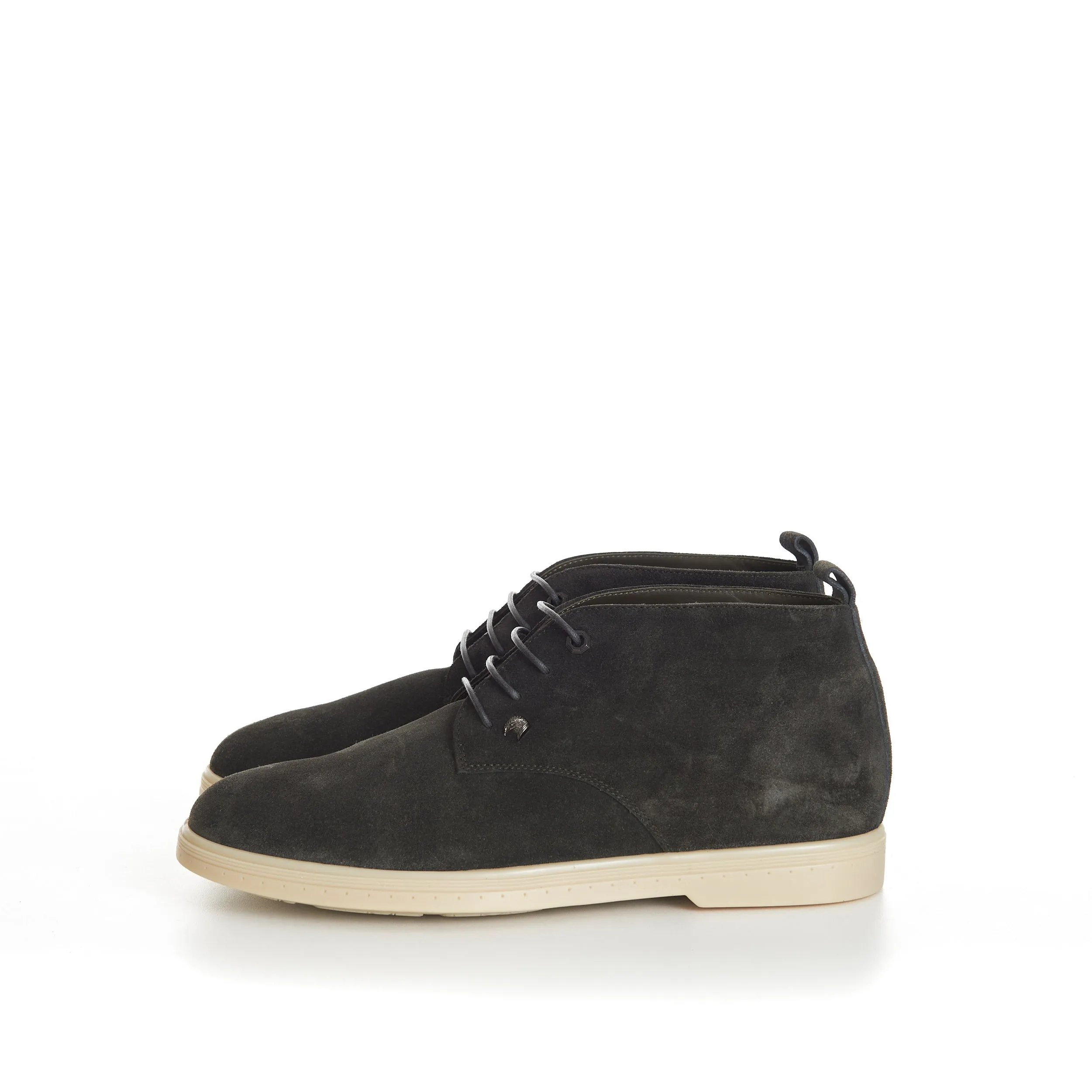 Military Green Suede Lace Up Chukka Boots With Rubber Soles