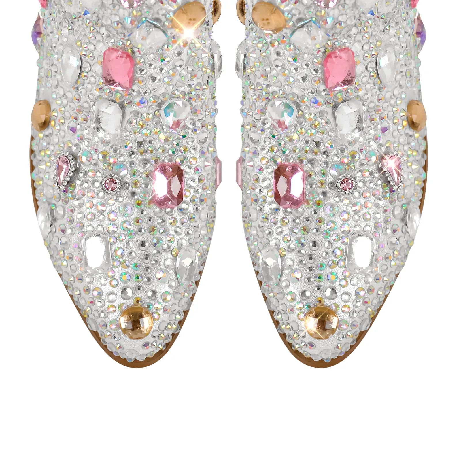 Multi-colored Rhinestone Mid-calf Western Boots