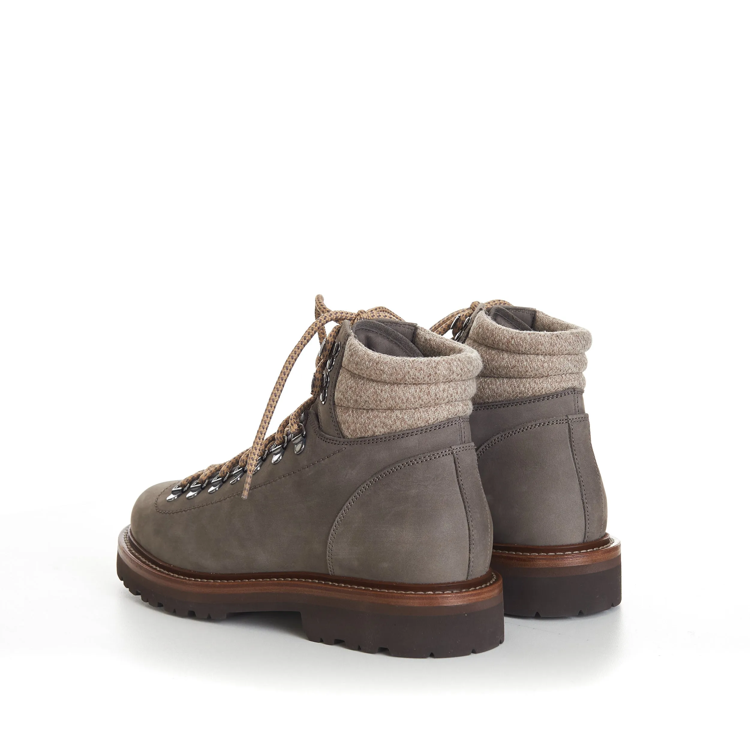 Nubuck Mountain-Style Boots With Wool Diagonal Insert