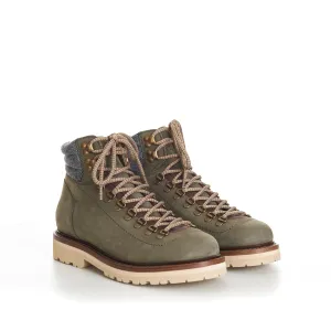 Nubuck Mountain-Style Boots With Wool Diagonal Insert