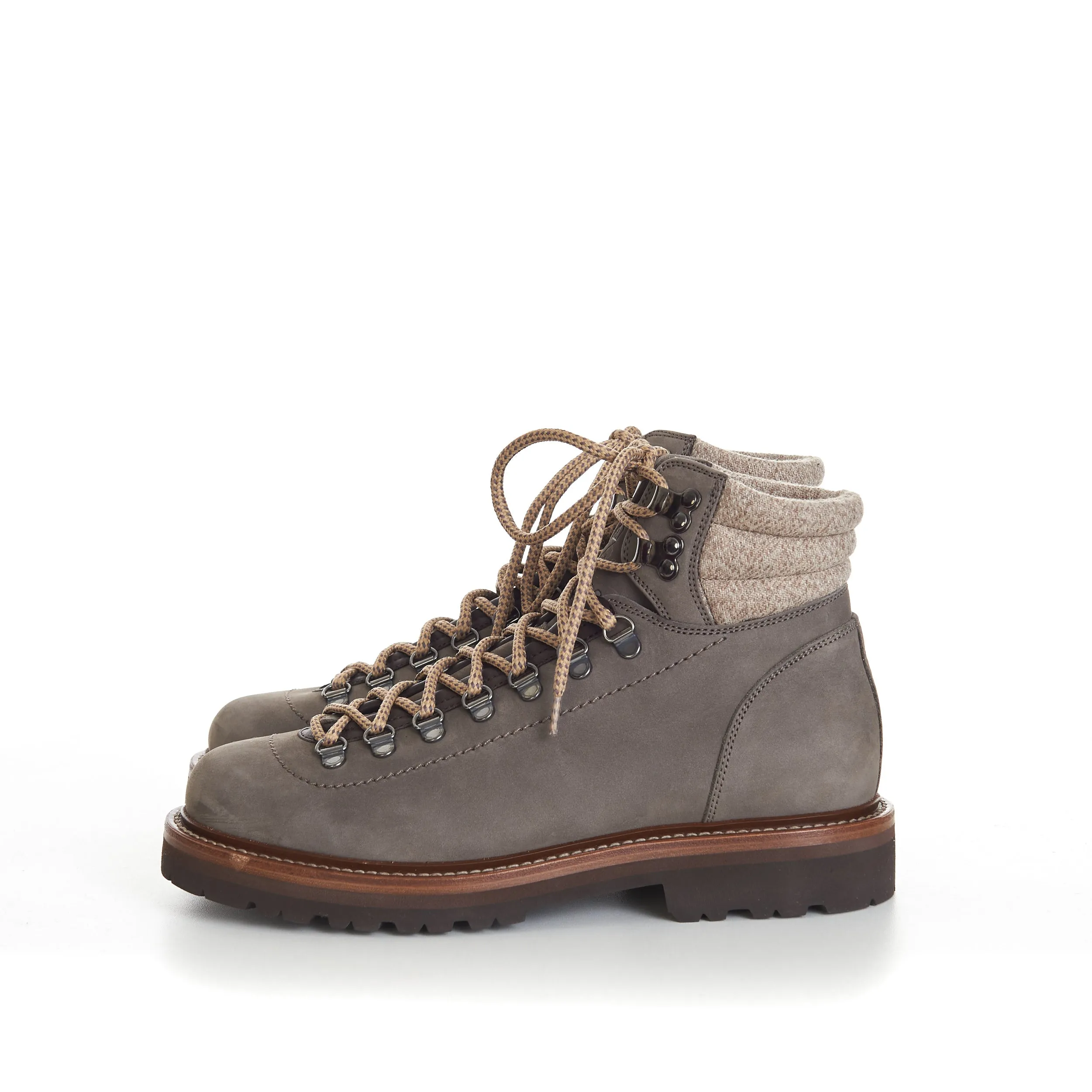 Nubuck Mountain-Style Boots With Wool Diagonal Insert