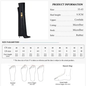 Over Knee Boots Pointed Toep Shark Lock Fold Boots