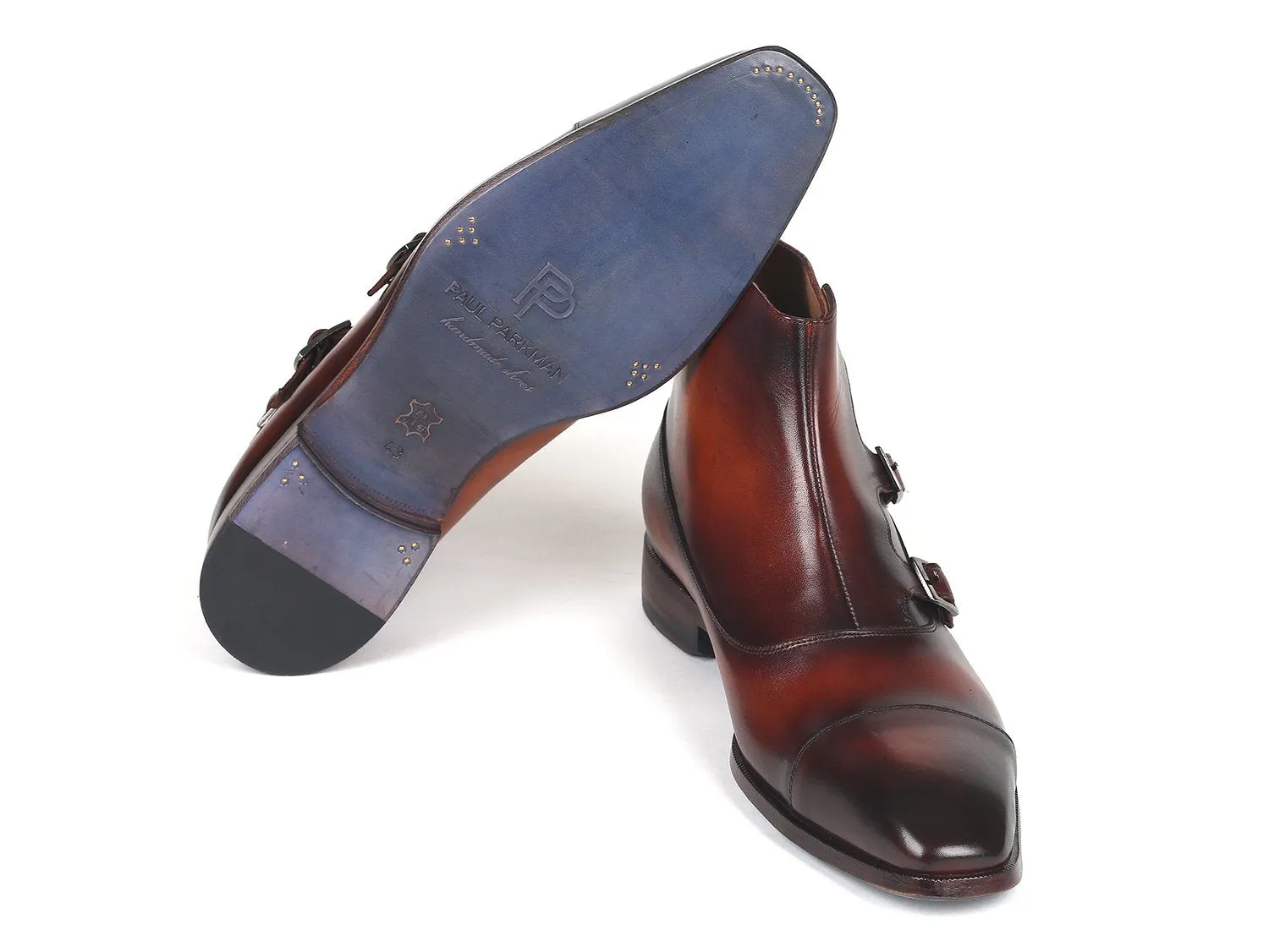 Paul Parkman Brown Leather Triple Monkstrap Boots