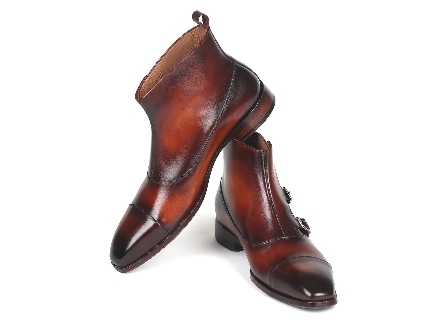 Paul Parkman Brown Leather Triple Monkstrap Boots