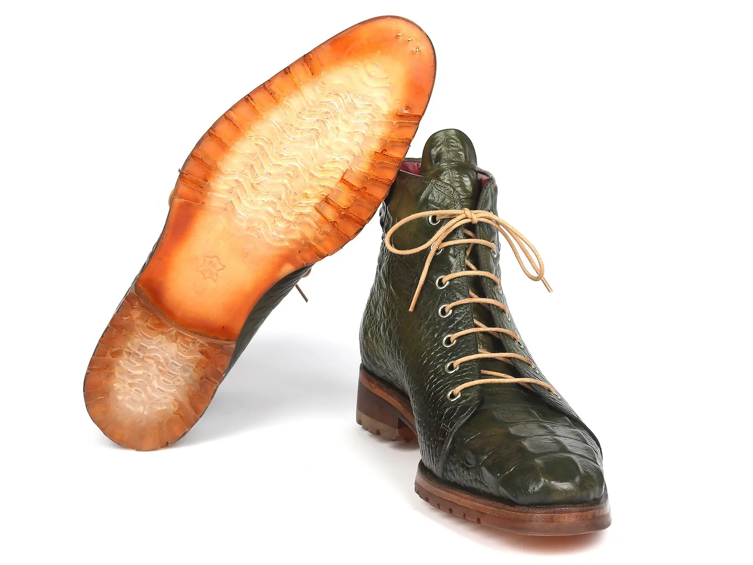 Paul Parkman Men's Green Crocodile Leather Boots