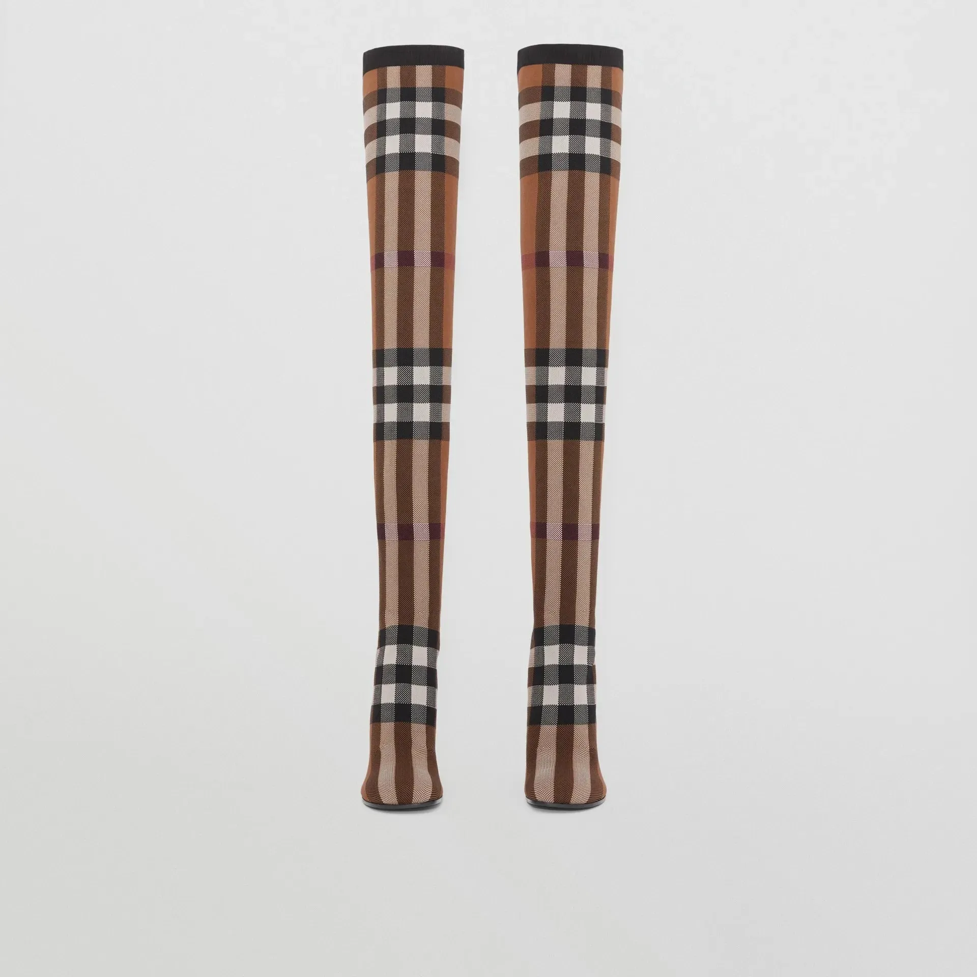Plaid Elastic Over Knee Boots