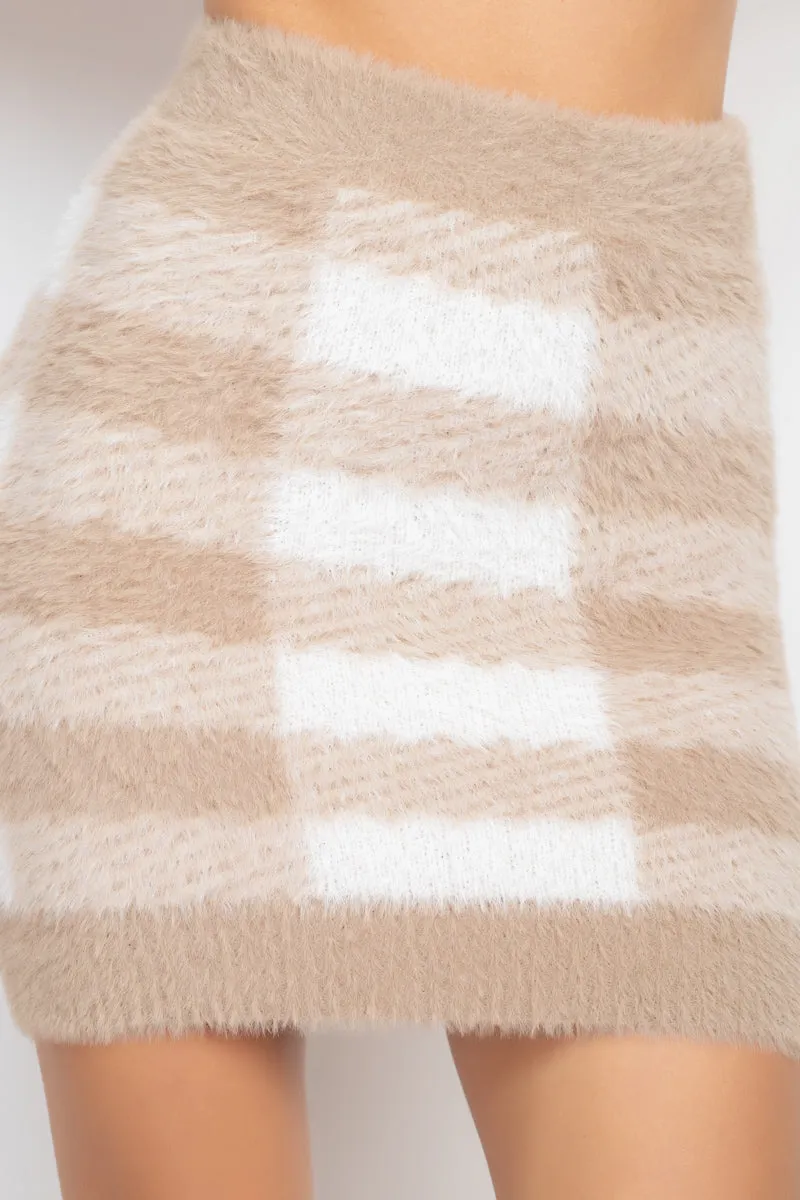 Plaid Fuzzy Mini Skirt